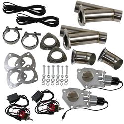 Stainless Steel Pipe Dual 2.5 Inch Electric Exhaust Cutout Kit - Click Image to Close
